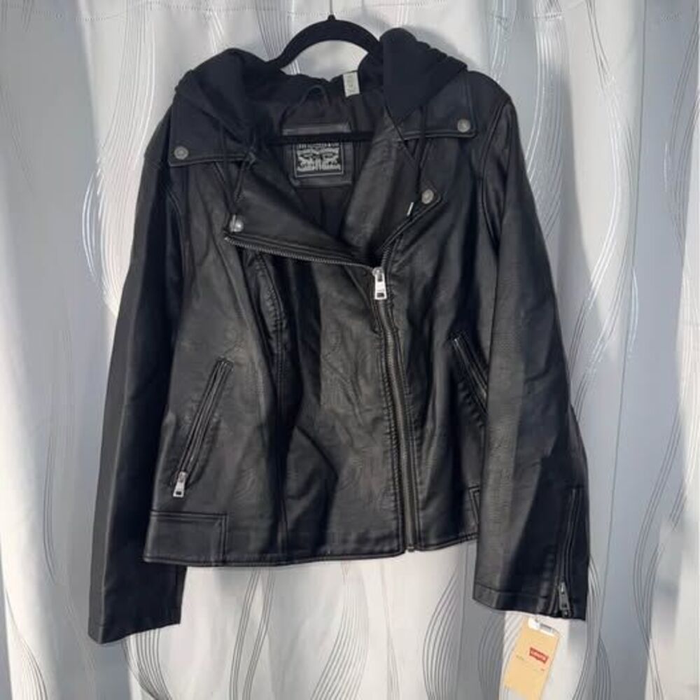 Levi's Faux Leather Hooded Moto Jacket Size 2X